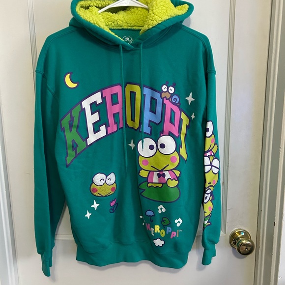 Sanrio Keroppi Green and Yellow Fleece Hoodie - Picture 1 of 3